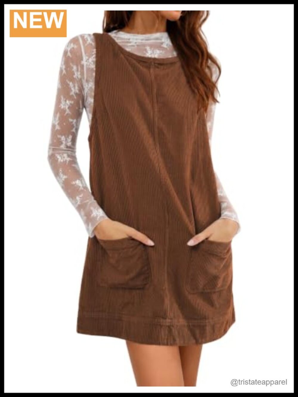 Corduroy Overall Mini Dress A Line Jumper Pinafore Pockets